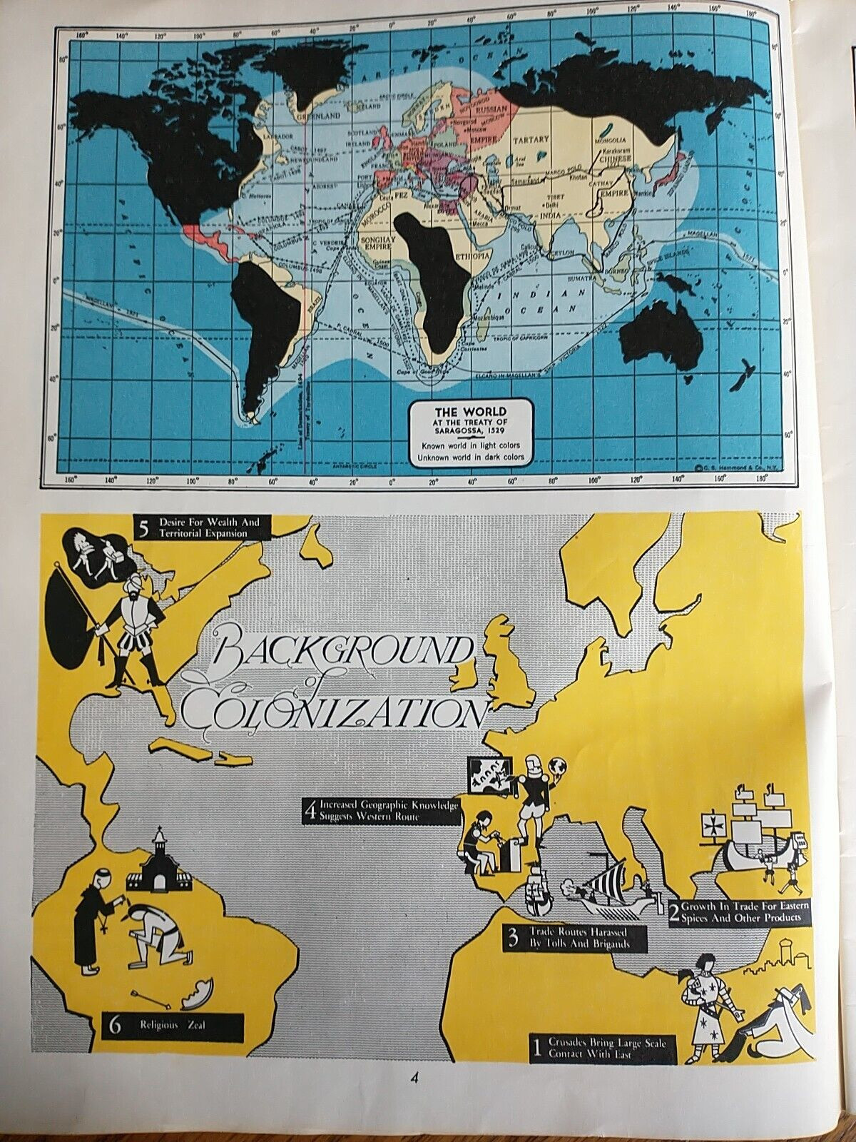 1948 Hammond AMERICAN HISTORY ATLAS Maps, Charts 9.25 x 12.25&Prime;