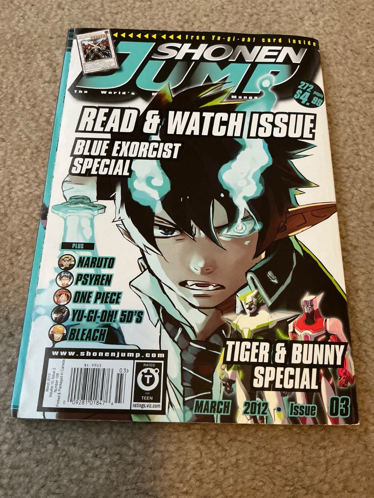 Shonen Jump Magazine Lot of 6 manga 2010-2012, Naruto, Yu Gi Oh ALL +HOLO CARDS!