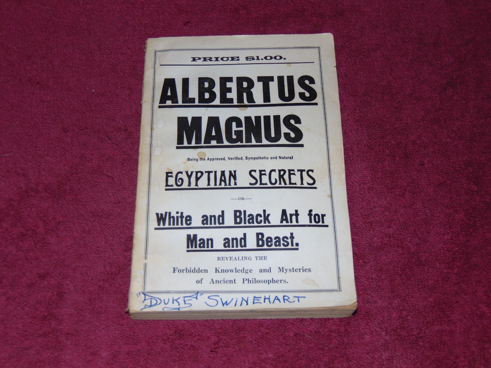 « ALBERTUS MAGNUS – EGYPTIAN SECRETS or WHITE AND BLACK ART FOR MAN AND BEAST »