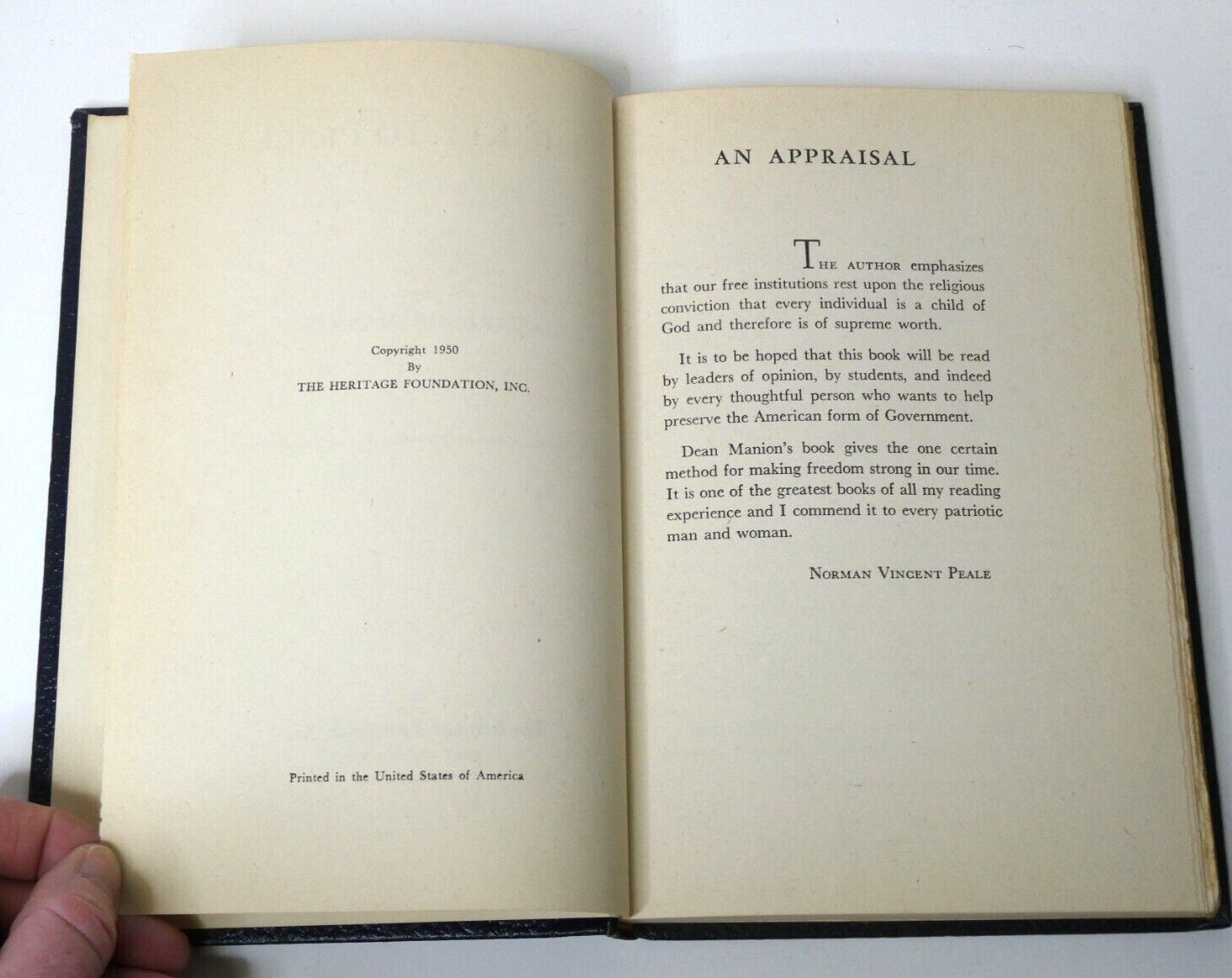 The Key to Peace by Clarence Manion (1951, HC) VTG Heritage Foundation Book
