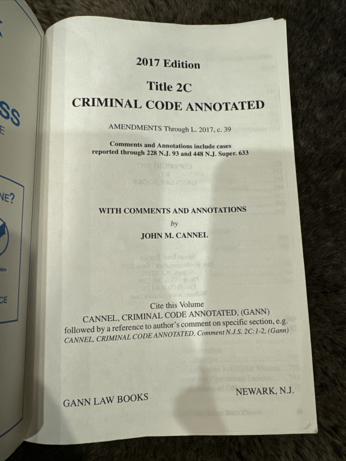 New Jersey Criminal Code Annotated 2017