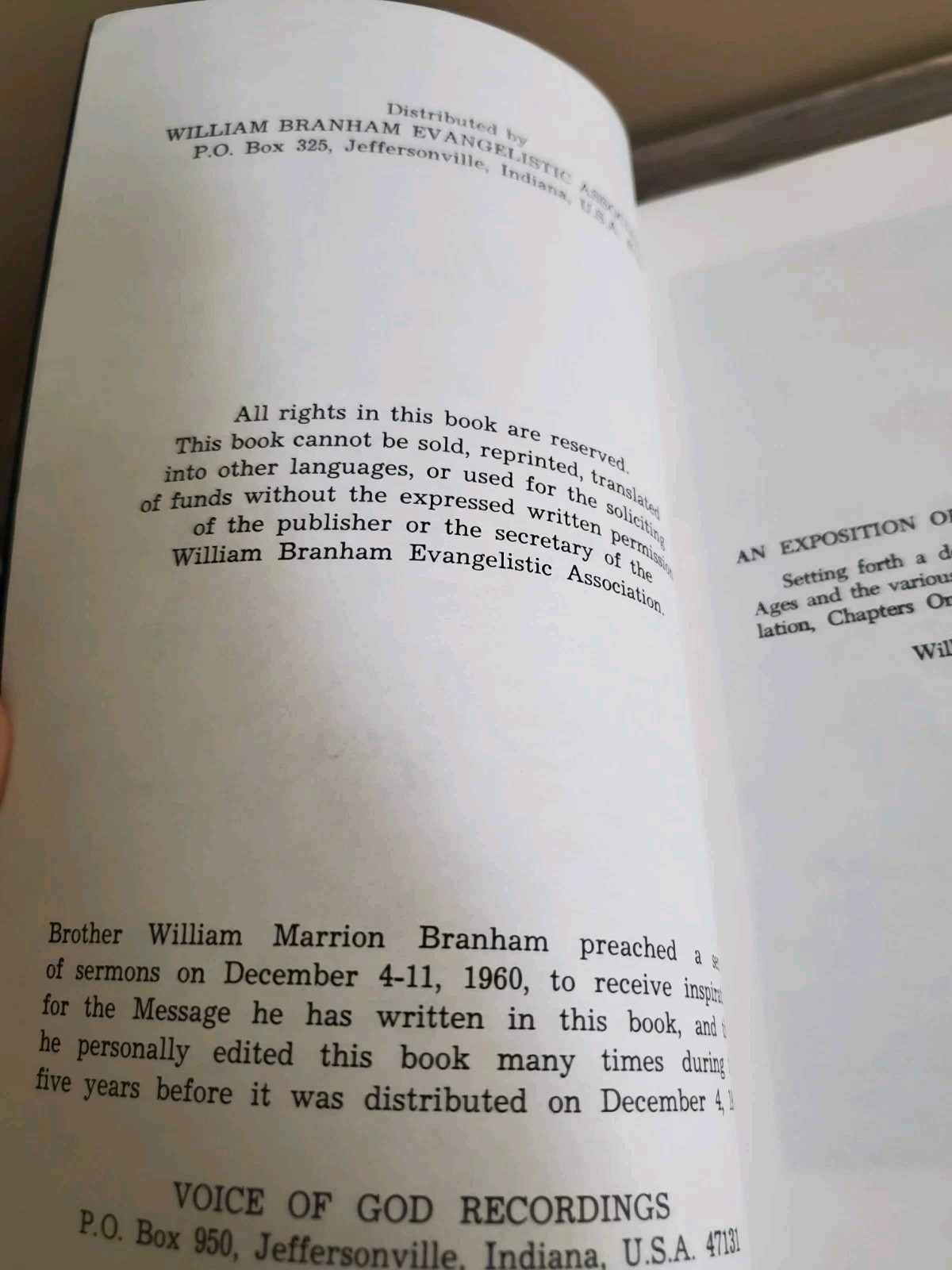 An Exposition Of The Seven Church Ages By William Marion Branham – Paperback