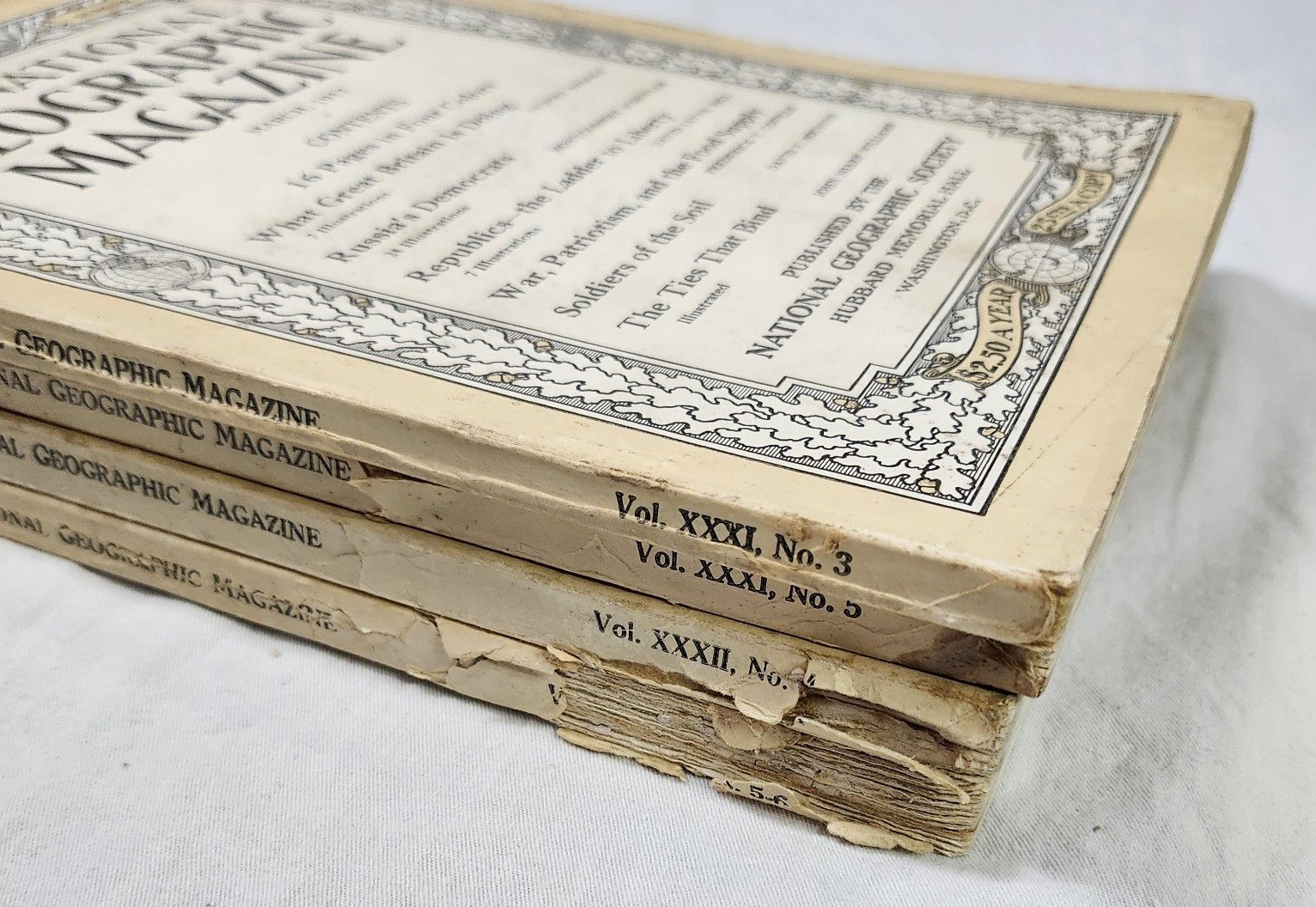 Lot of 4 Antique National Geographic Magazines 1917 March May October Nov/Dec