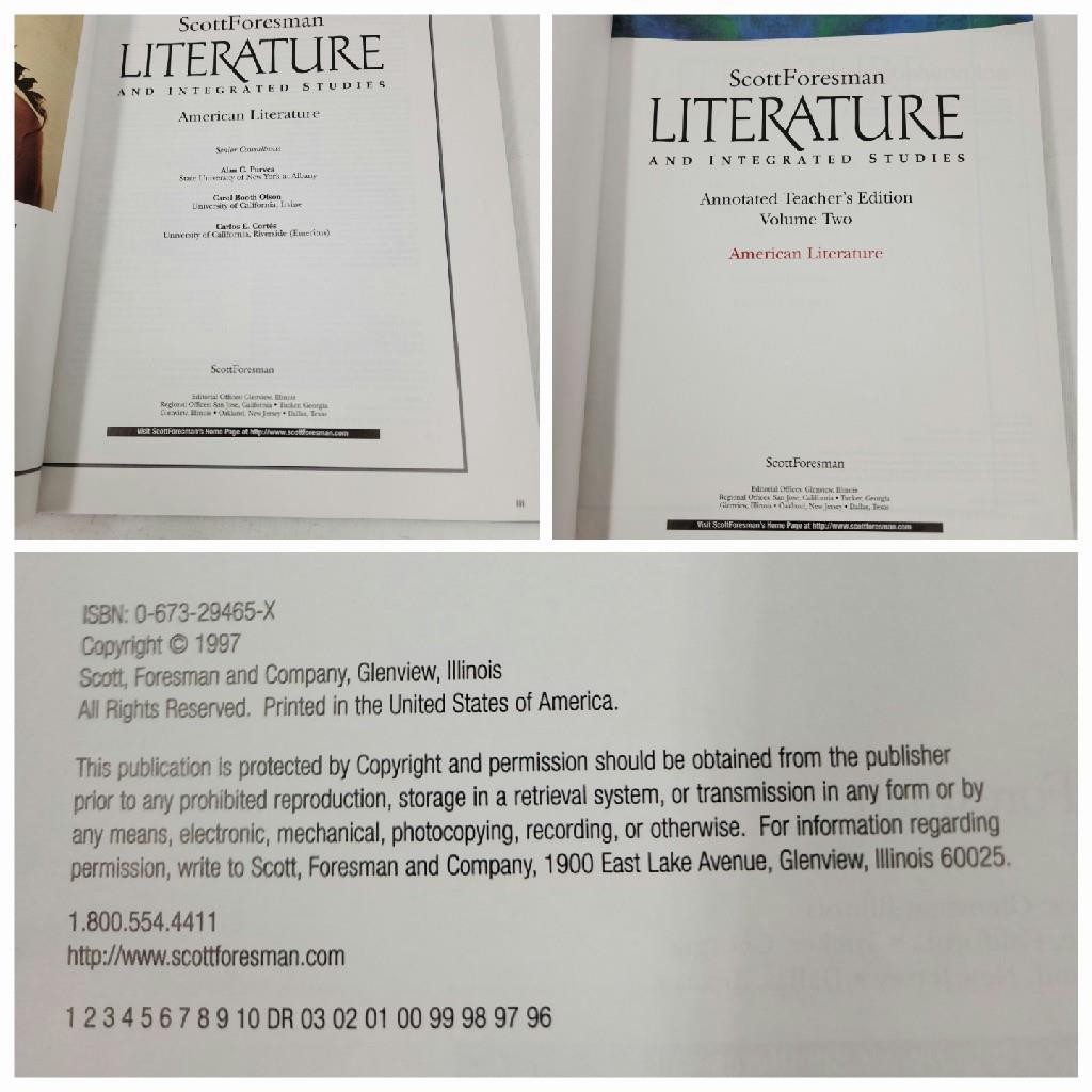 American Literature and Integrated Studies Teacher&rsquo;s Edition Units 1-8 Foresman