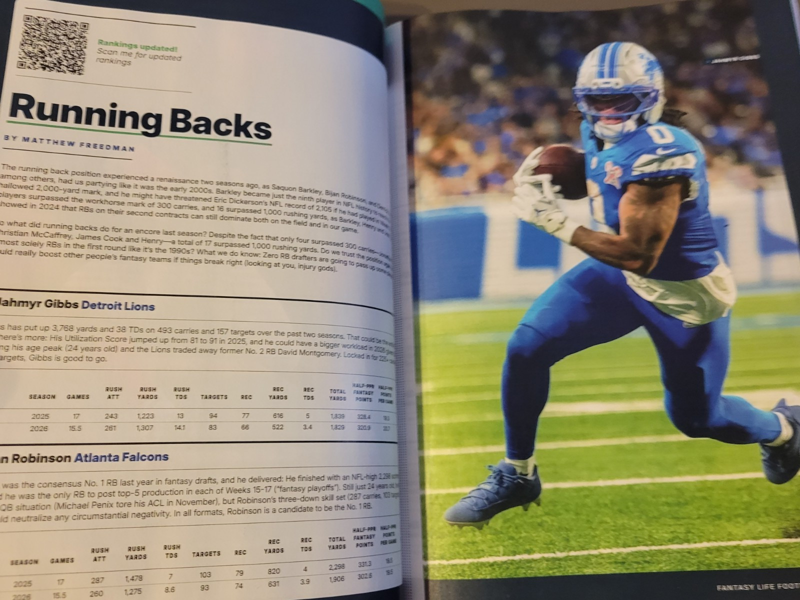 FantasyLife Fantasy Football Guide 2026 by Matthew Berry – Gibbs/Robertson Cover
