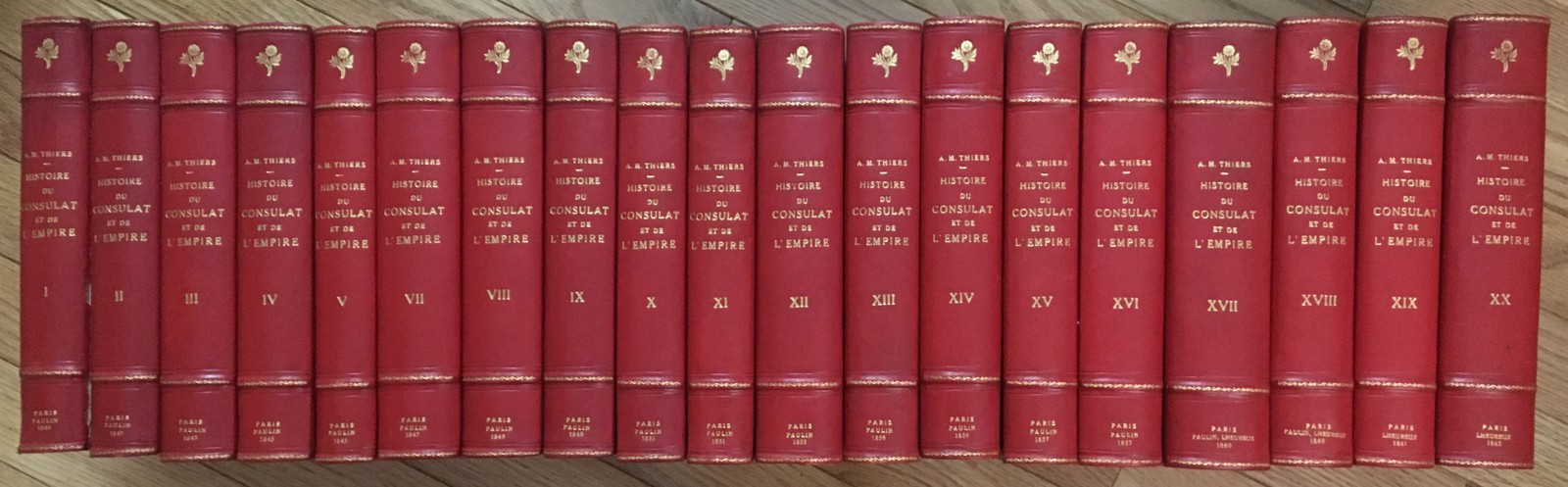 Thiers Histoire du Consulat et de l Empire 20 Vol Red Leather Set 1845 French