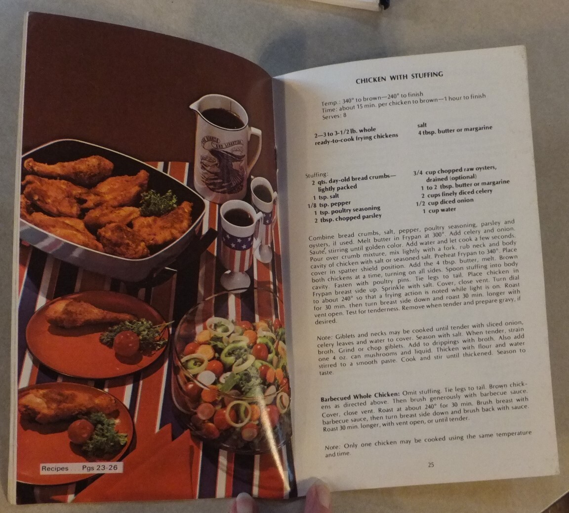 SUNBEAM FRYPAN RECIPES AND INSTRUCTIONS 1972 PB W/ COLOR PHOTOS 47 PAGES