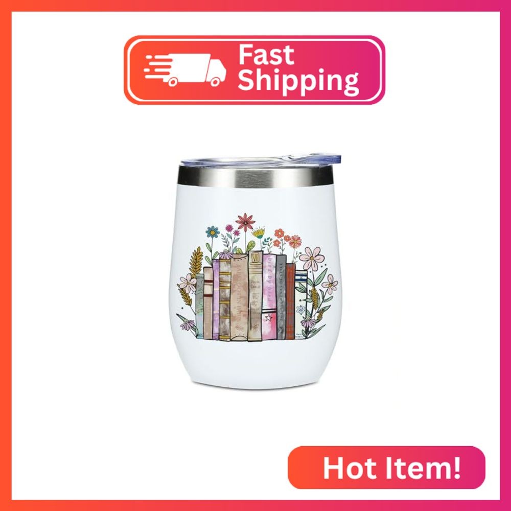 Wine Tumbler, 12 oz Coffee Mug Travel Insulated Cup Vacuum Wine Glass with Lid,