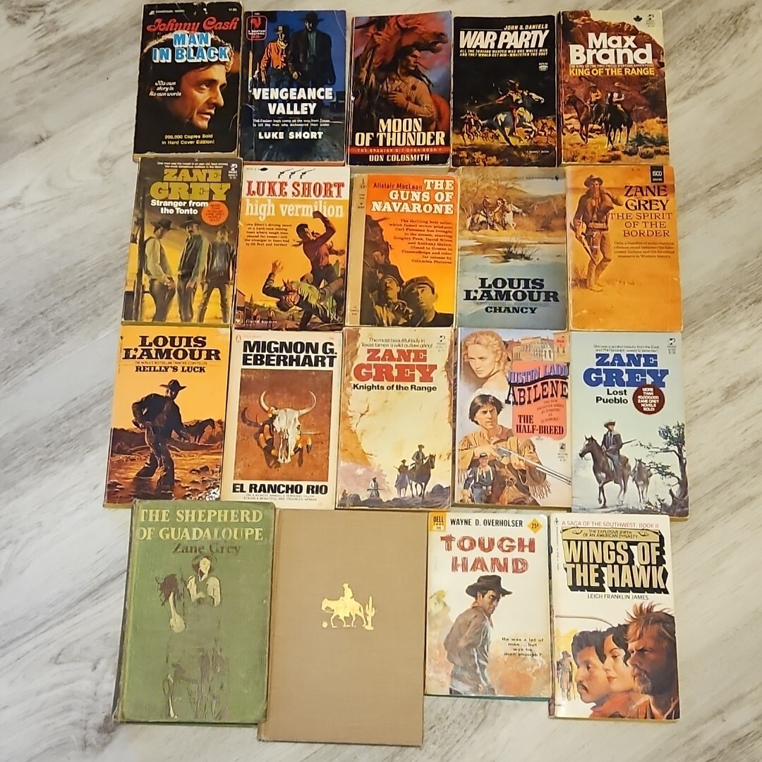 Vintage Western Book Lot of 19 Zane Grey 1st Ed HB Luke Short Max Brand Mixed