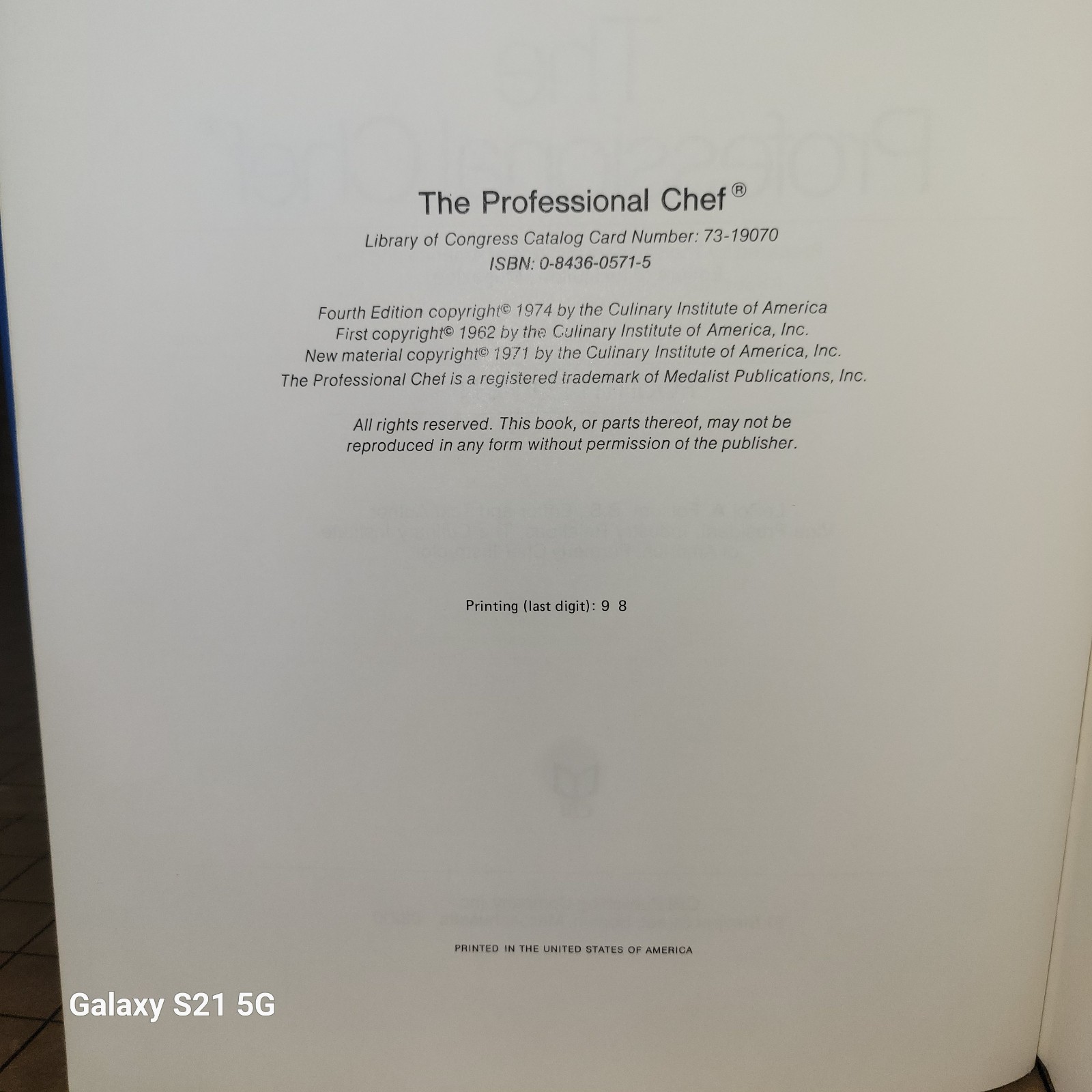 The Professional Chef Culinary Institute Of America 4th Revised Edition