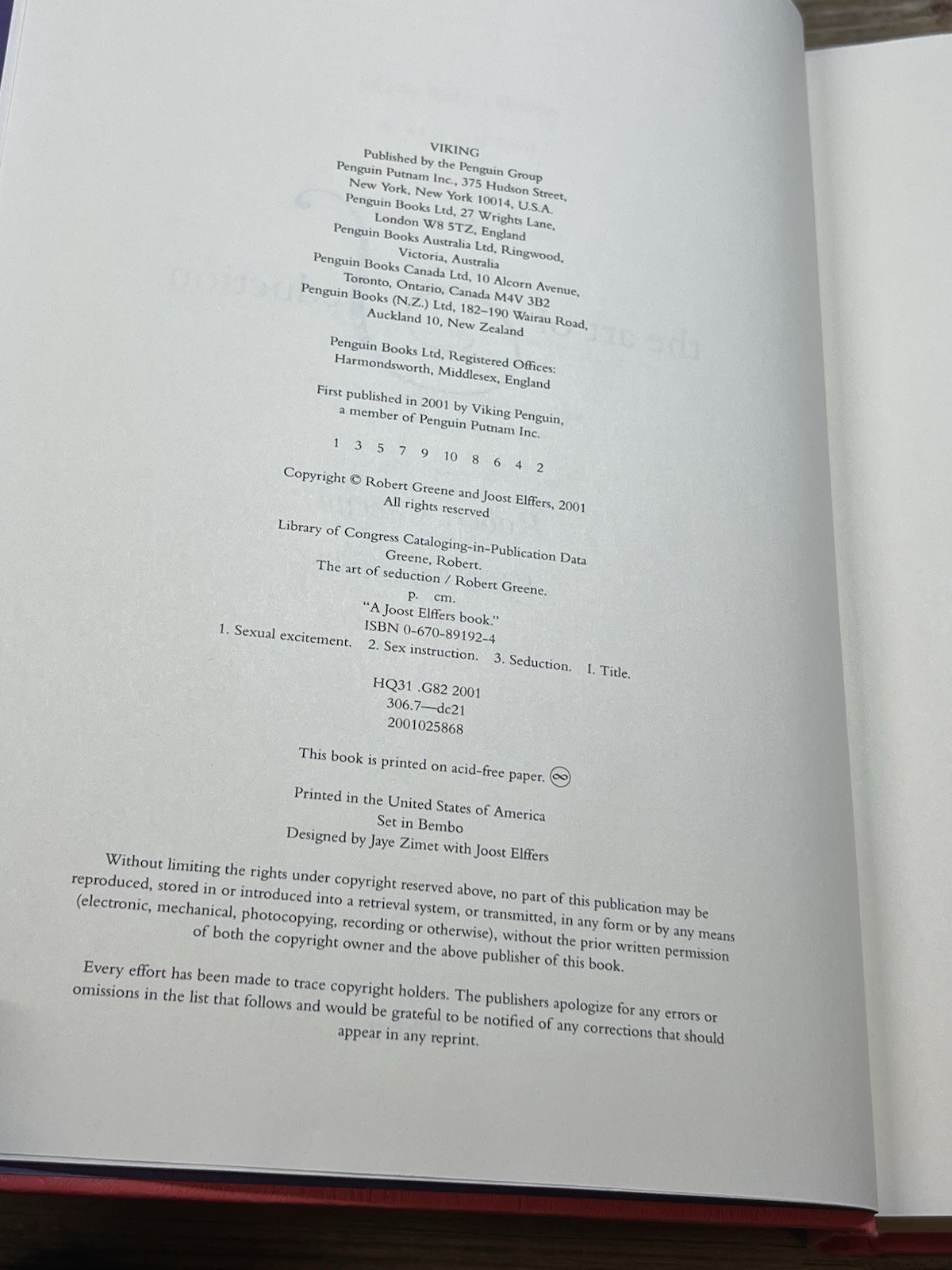 “The Art of Seduction” Robert Greene (Hardcover) First Edition – 1st/1st