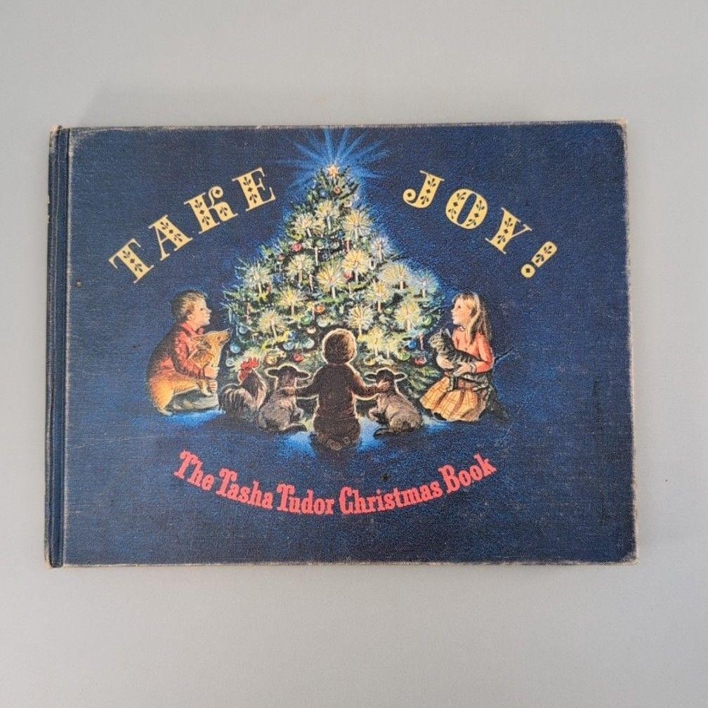 Vintage 1966 Take Joy! Tasha Tudor Christmas Book HC Blue Ex-Lib USA Illustrated