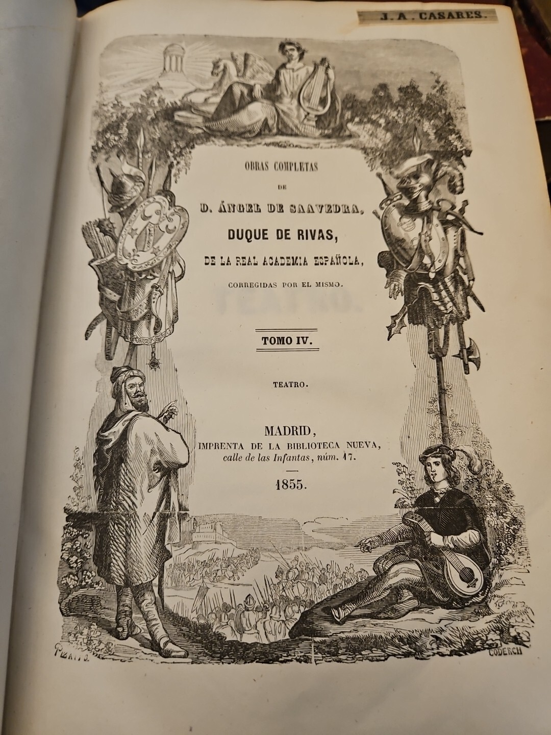Antique 1855, OBRAS COMPLETAS D. ANDRL DR SAAVEDRA, DUQUE DE RIVAS, Vol 4