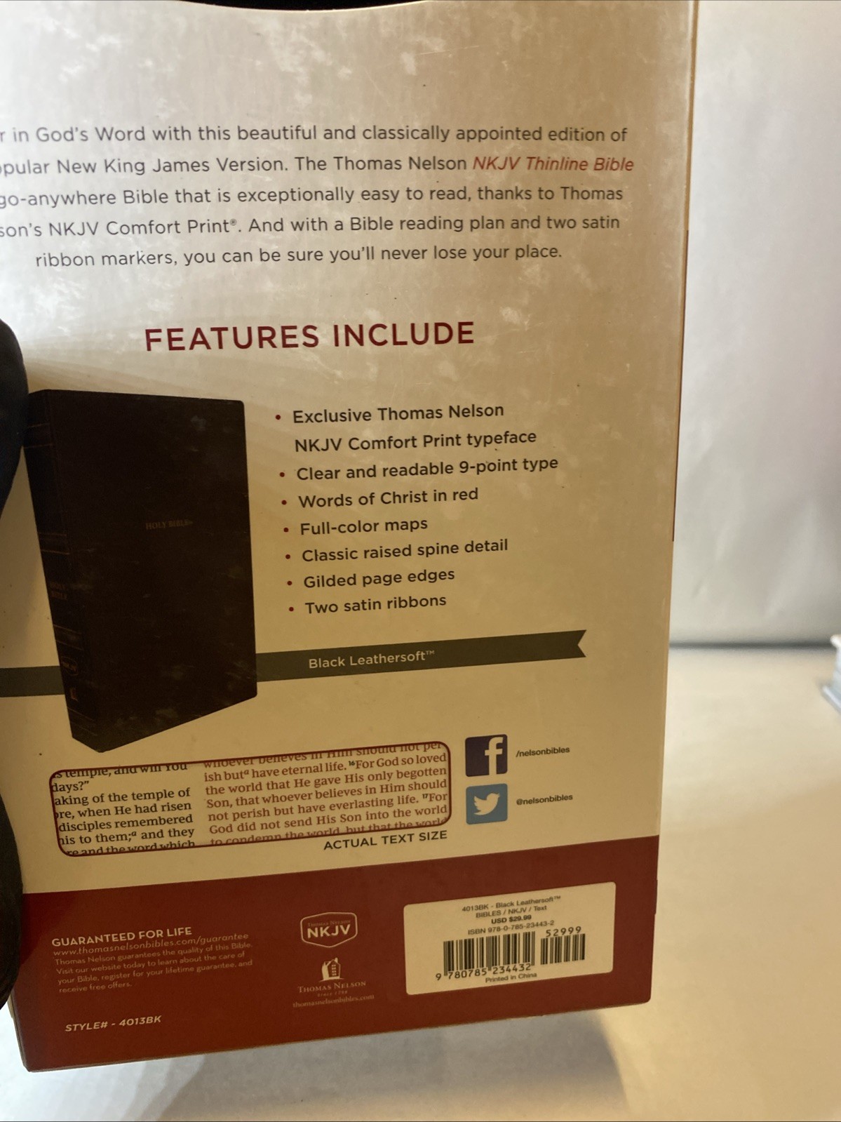 Nkjv, Thinline Bible, Leathersoft, Black, Red Letter Edition, Comfort Print:
