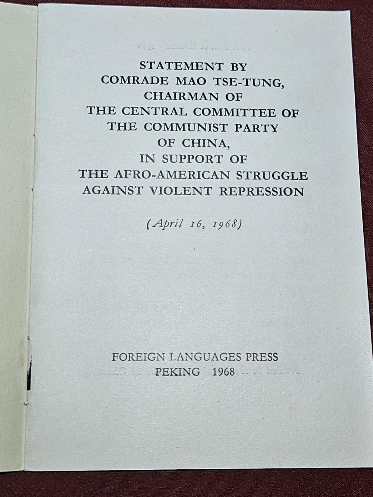 Three (3) Books By MAO TSE-TUNG Printed In 1960s Supporting Civil Rights In USA