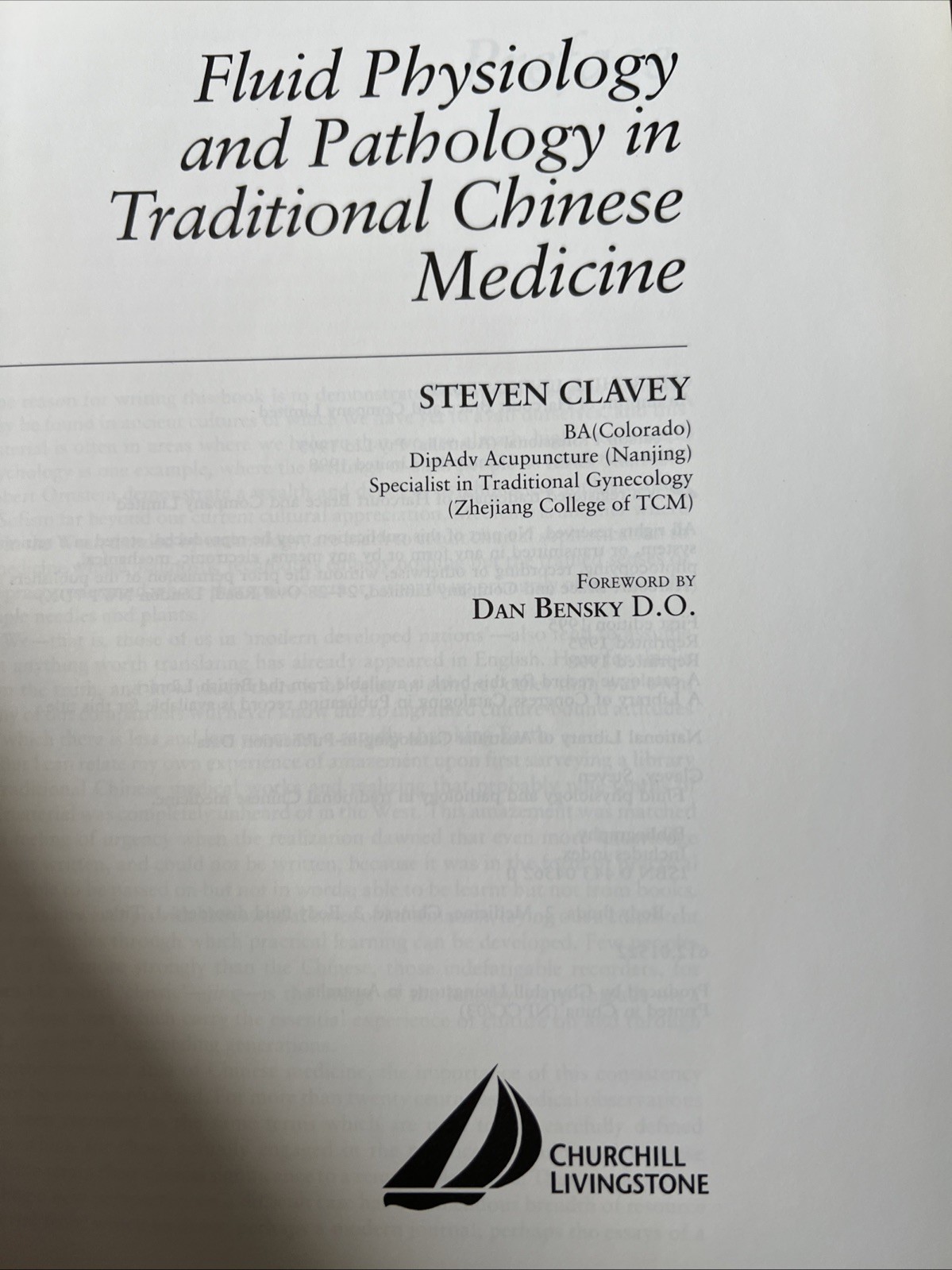Fluid Physiology and Pathology in Chinese Medicine by Steven Clavey HC