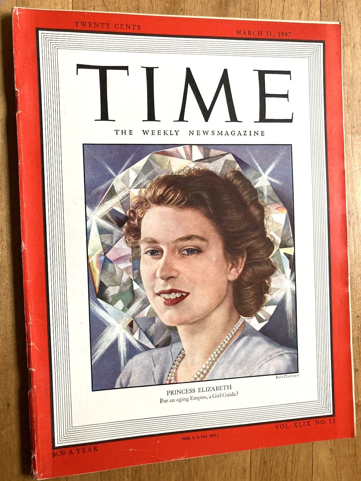TIME MAGAZINE MARCH 31,1947-PRINCESS ELIZABETH-UNITED KINGDOM&rsquo;s ROYALTY-NO LABEL