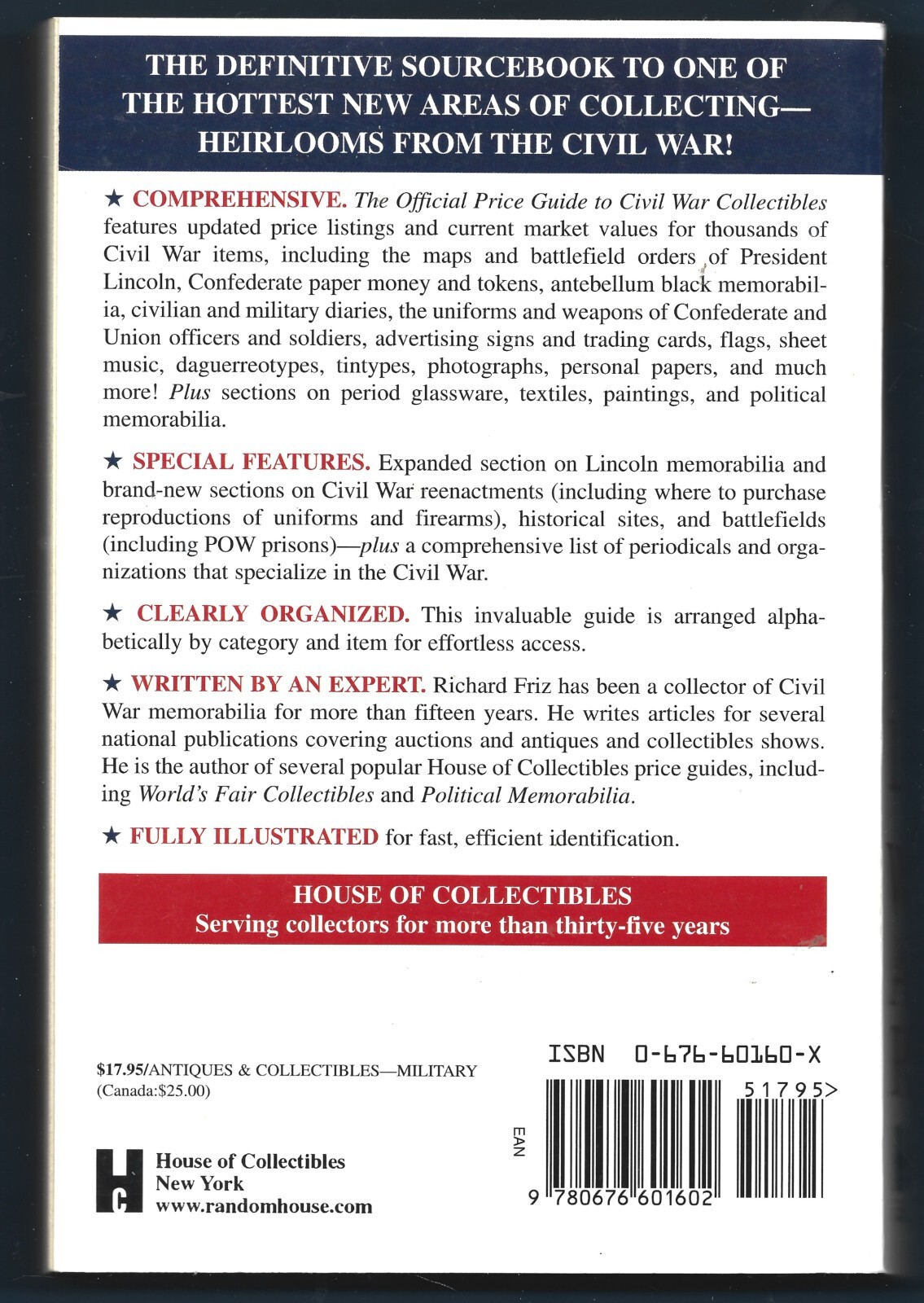 Civil War Collectibles-2nd Ed. PB Book-Richard Friz-464 pages