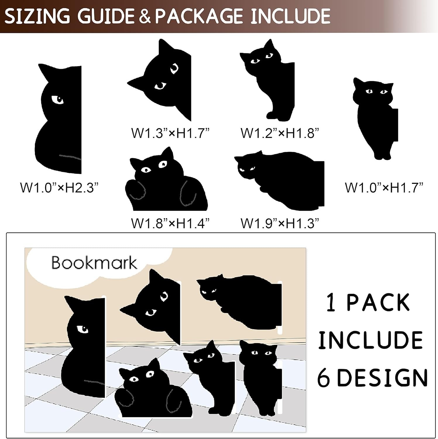 Kawaii Cat Magnetic Page Markers – 6 Hypoallergenic Bookmarks for Easy Use