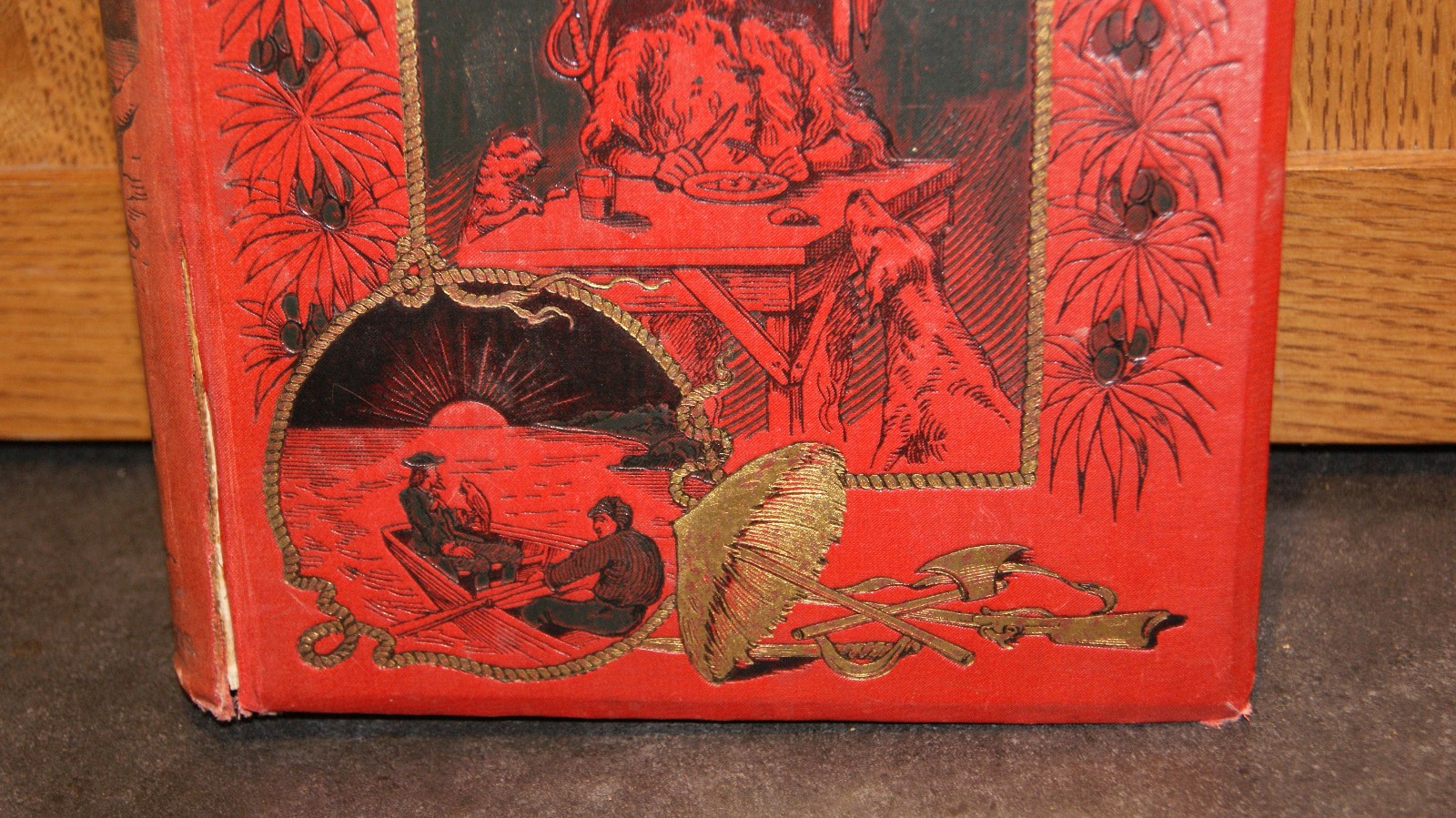 Antique Robinson Crusoe by Daniel Defoe – Red Ornate HC 120 Illustrations Paget
