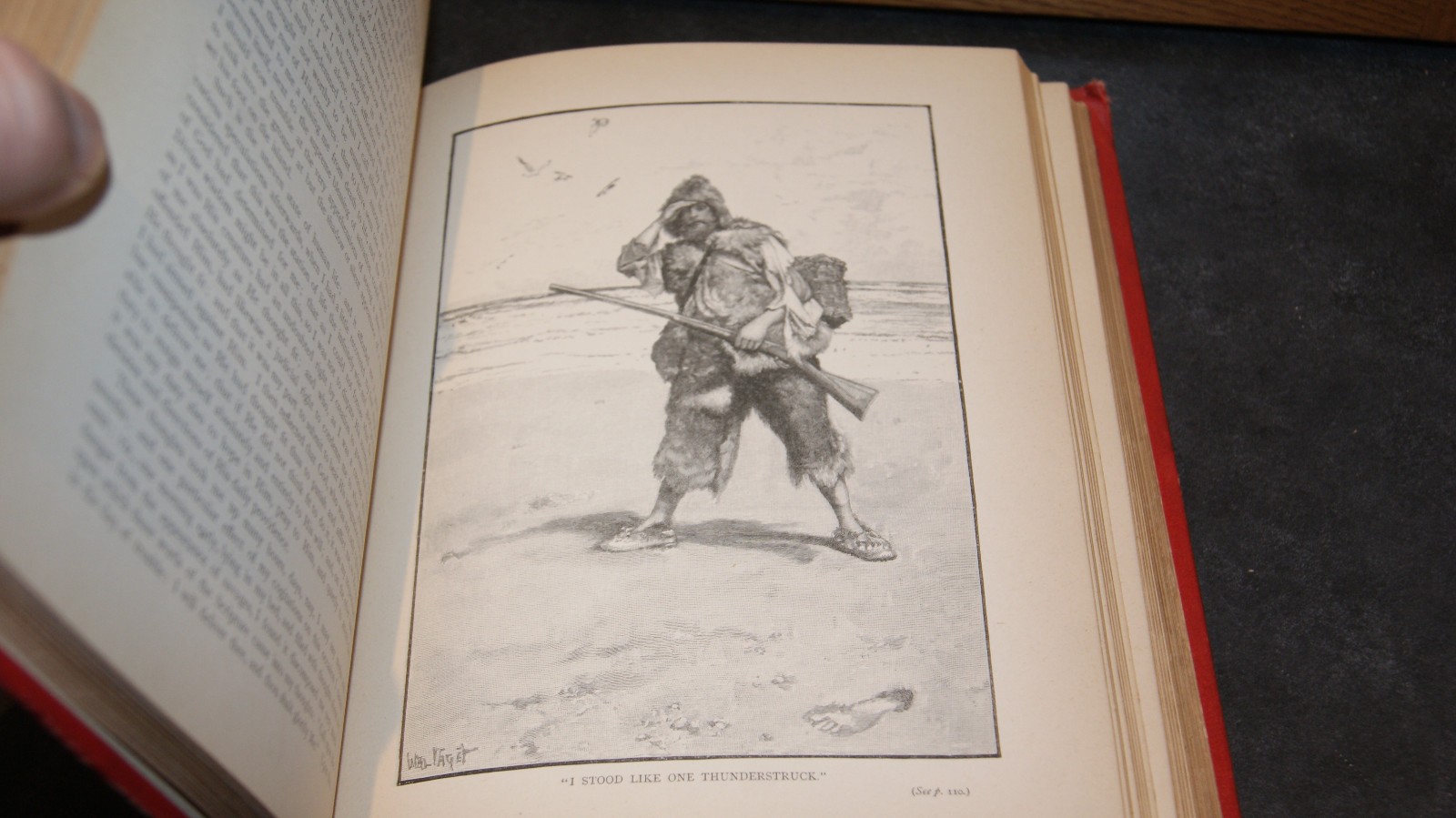 Antique Robinson Crusoe by Daniel Defoe – Red Ornate HC 120 Illustrations Paget