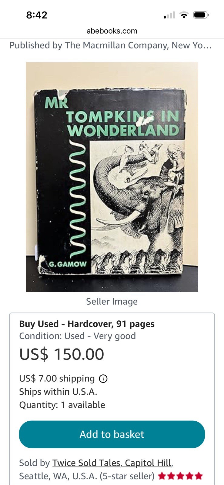 Mr. Tompkins In Wonderland 1944 VG DJ Mylar Covering