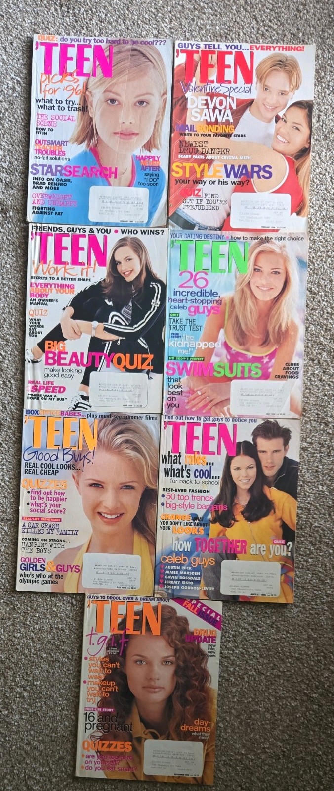 VINTAGE &lsquo;TEEN MAGAZINE 1996 LOT OF 7 TEEN BEAUTY- FASHION- CELEBRITY-LIFESTYLE
