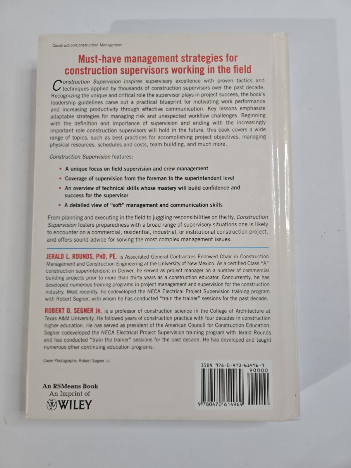 Rsmeans Ser.: Construction Supervision by Robert O. Segner and Jerald L. Rounds