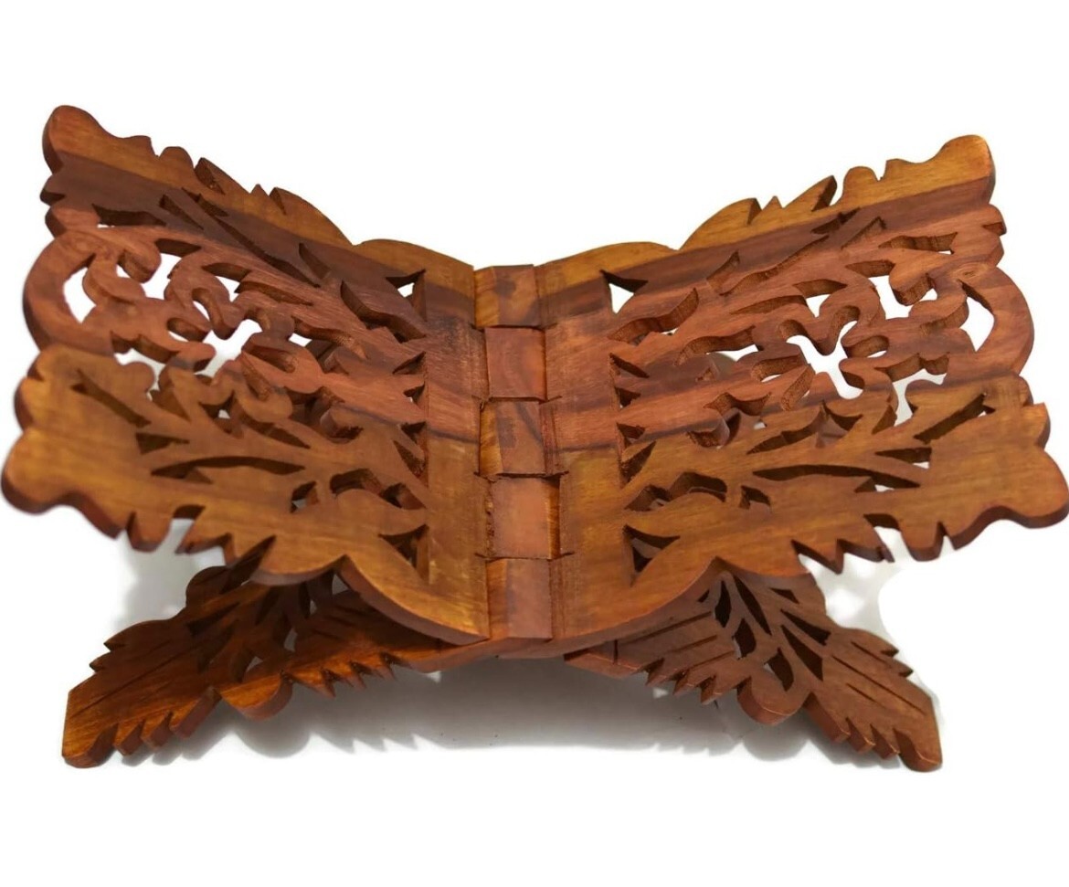 Holybook Holder Stand Unique Holidays Gift Rihal Rehal Rail Wooden Carved 15&Prime;x7&Prime;