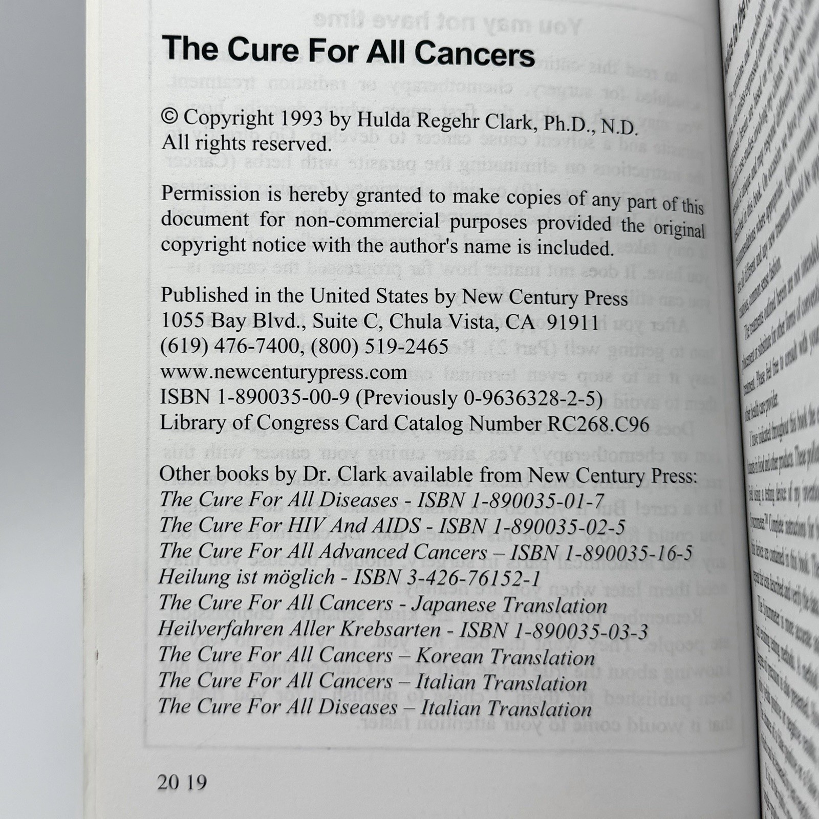 The Cure for All Cancers – Hulda Regehr Clark (New Century Press, 1993)