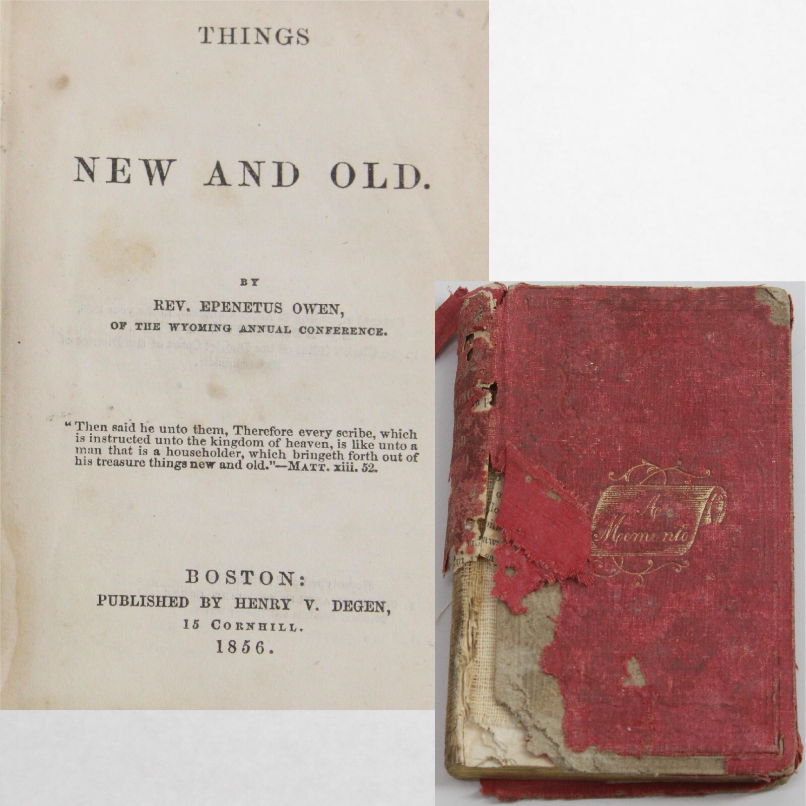 Things New & Old 1856 Rev Epenetus Owen Religion Faith 4.85&Prime; x 3.5&Prime; x .25&Prime;