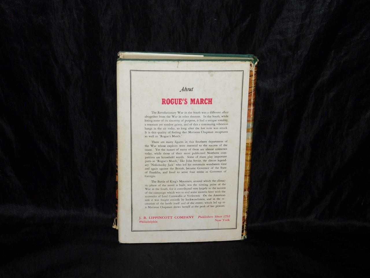 Rogue&rsquo;s March by Maristan Chapman 1949 1st Ed HC DJ Kings Mountain Battle