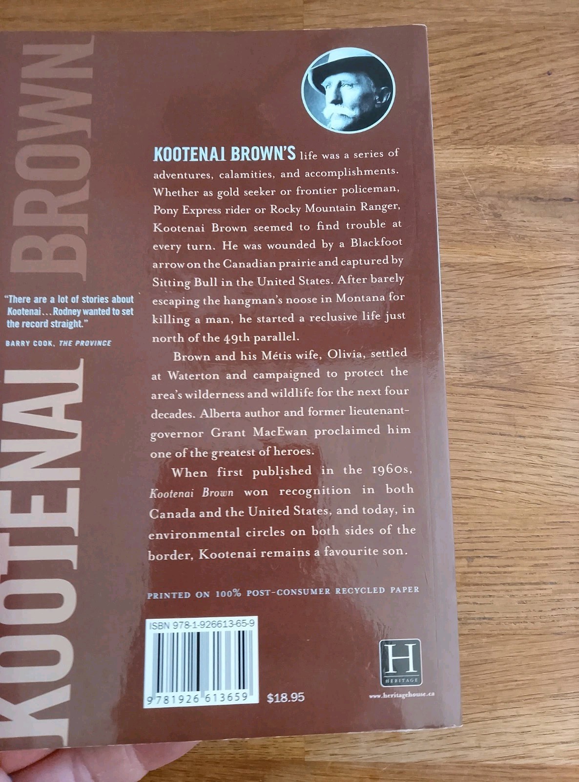 BOOK – Kootenai Brown The Unknown Frontiersman William Rodney PB Biography