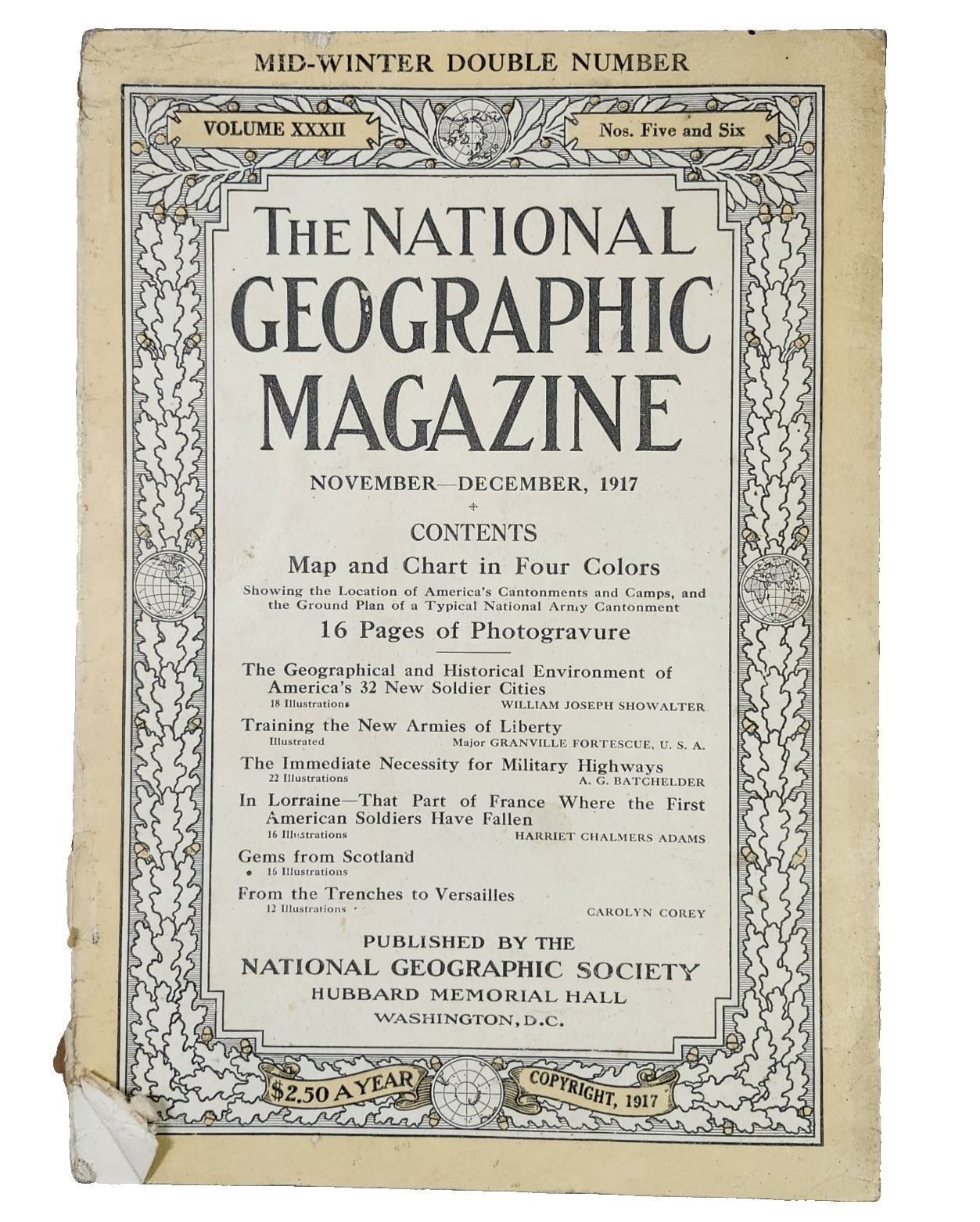 Lot of 4 Antique National Geographic Magazines 1917 March May October Nov/Dec