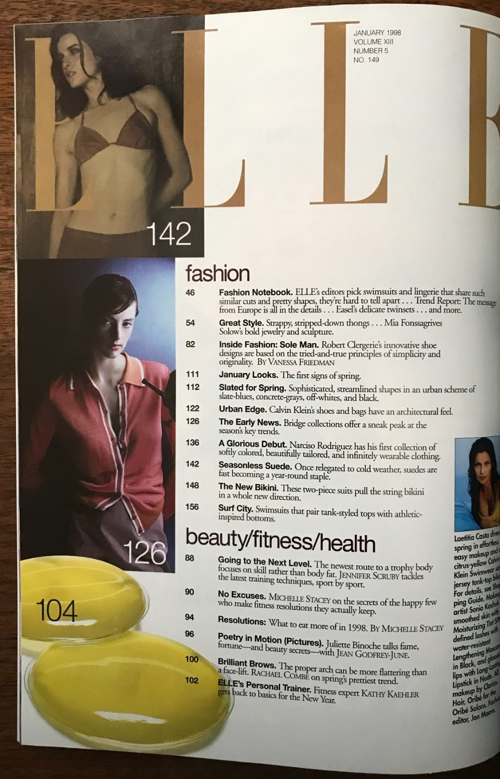 Laetitia Casta – Elle magazine – January 1998, Calista Flockhart