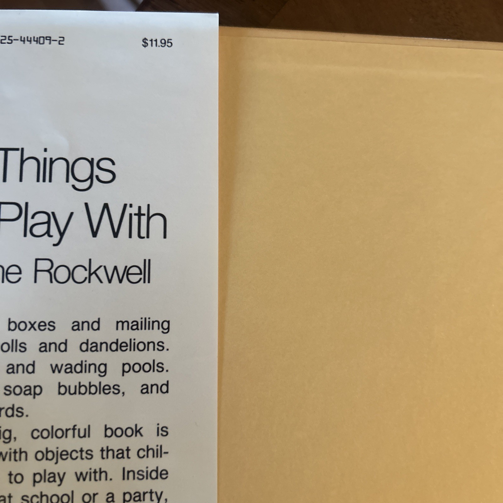 Things To Play With By Anne Rockwell 1988 HCDJ 1st Print VHTF
