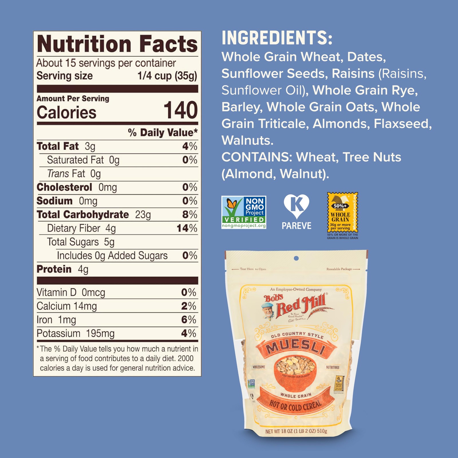 Bob&rsquo;s Red Mill Old Country Style Muesli 18oz (4 Pack)