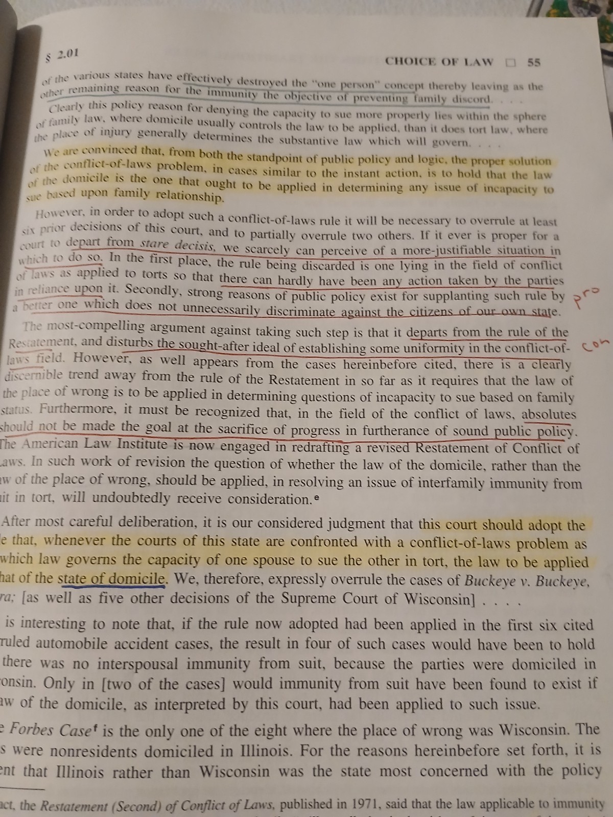 ​Conflict of Laws: Federal State International Perspectives – Underlined Pages