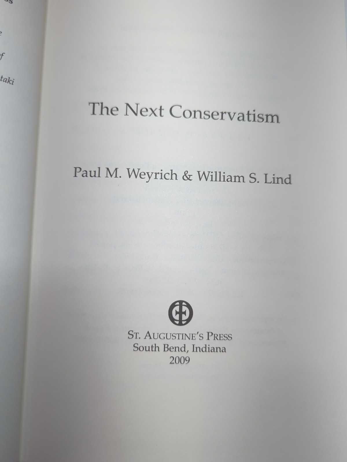 The Next Conservatism by Paul Weyrich Heritage Foundation HC
