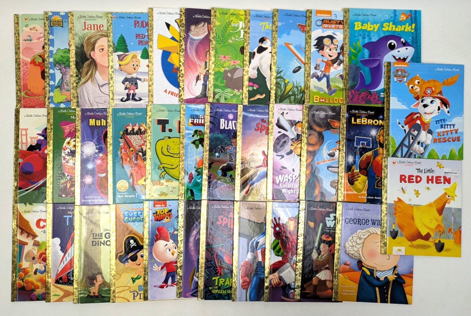 Little Golden Books Mixed Lot Of 35 Modern ~ Star Wars Marvel Biography Disney