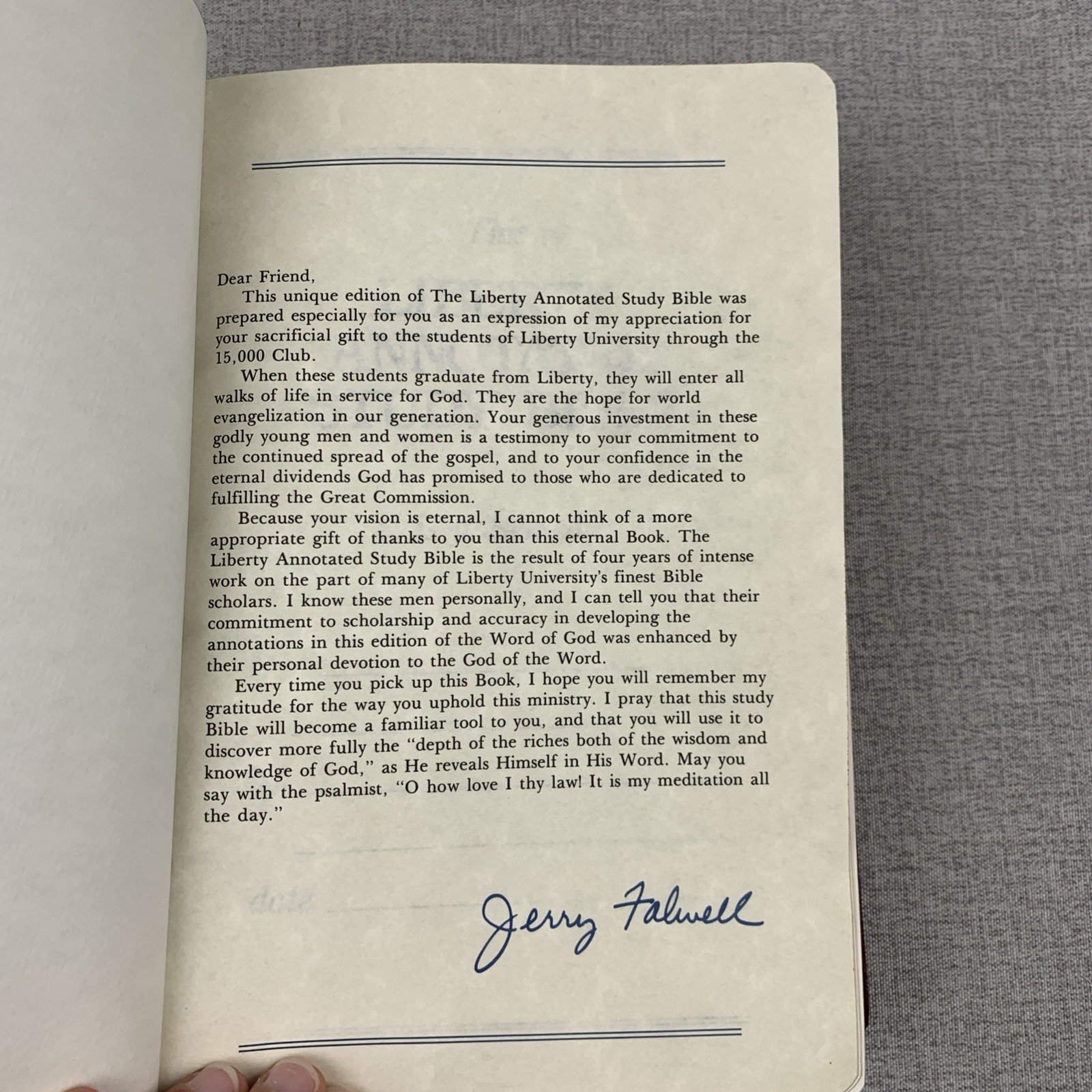 Liberty Annotated Study Bible KJV 1988- Jerry Falwell Leather Old Time Gospel