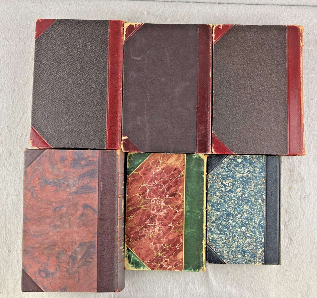 Leather Books Decor Mixed Languages Lot Of 6 Decorative Interior Design Vintage