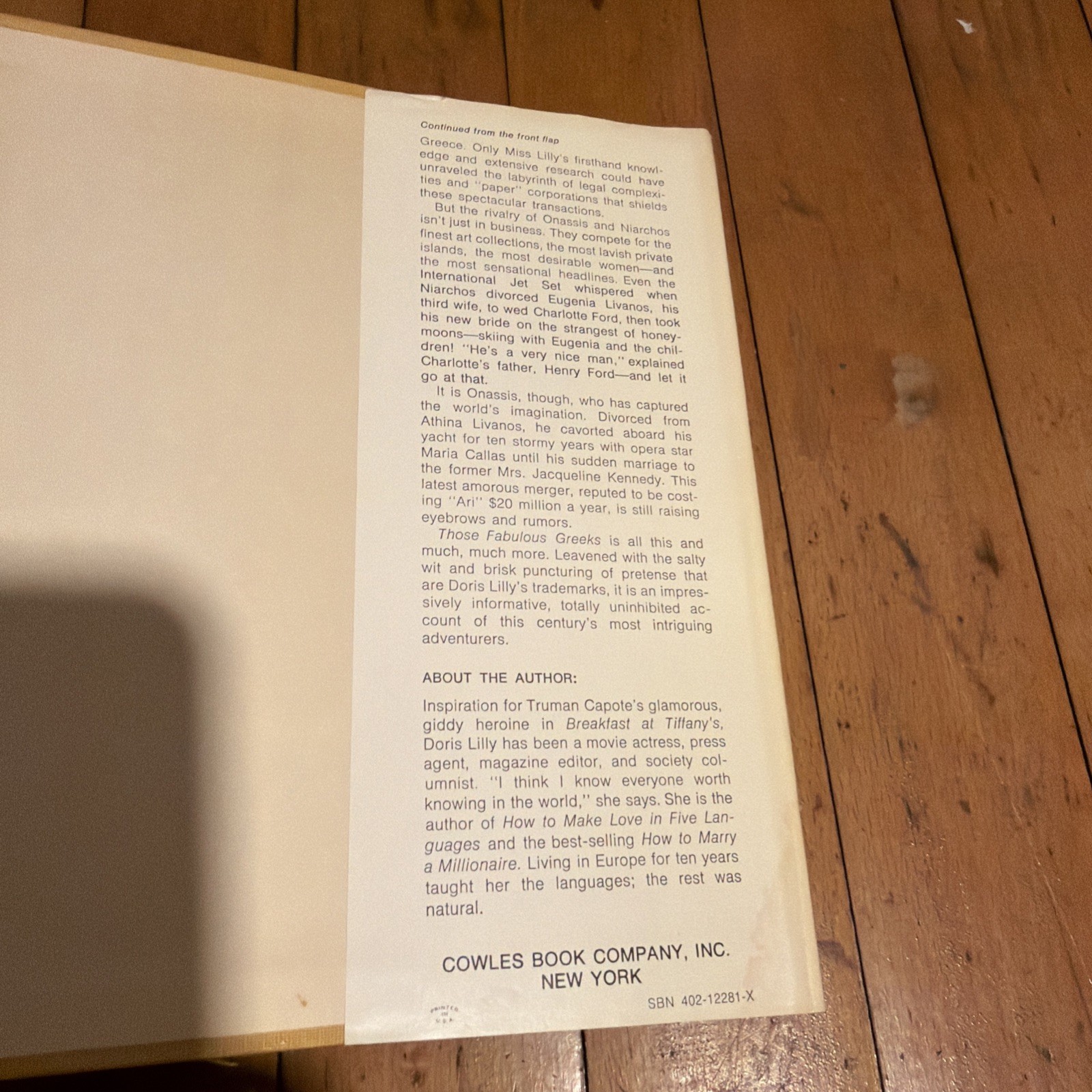 Those Fabulous Greeks Doris Lilly 1970 First Edition HC DJ Onassis Niarchos