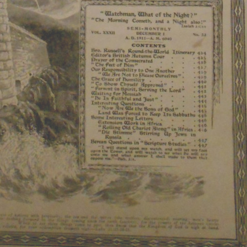 WATCHTOWER Volume XXXII Number 23 Pages 433 to 448 DECEMBER 1, 1911