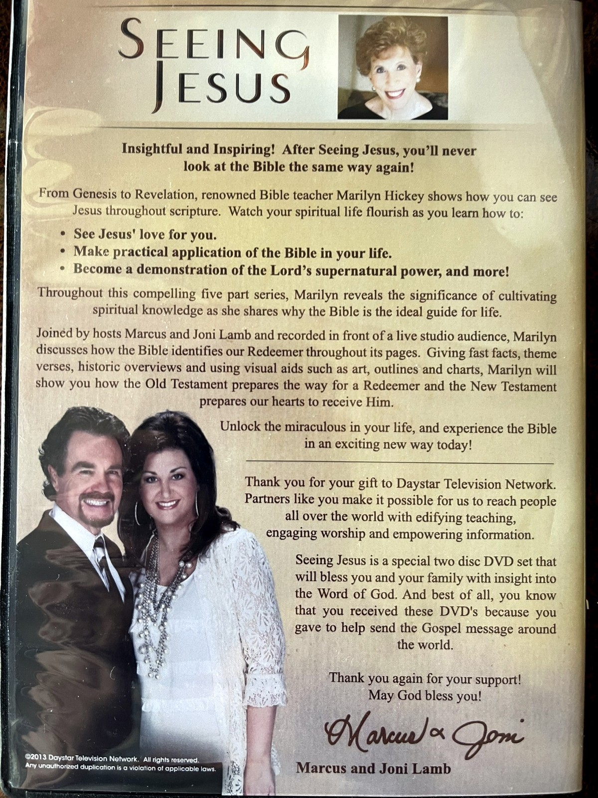 Seeing Jesus Bible Encounter Study and 2 DVD&rsquo;s Guidebook by Marilyn Hickey :VG+