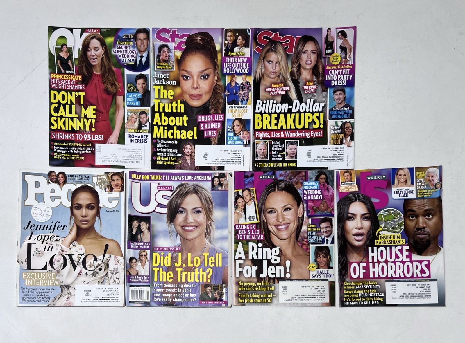 Celebrity Gossip Magazine Mix Lot 7 People Us Star OK Jennifer Lopez Kardashian