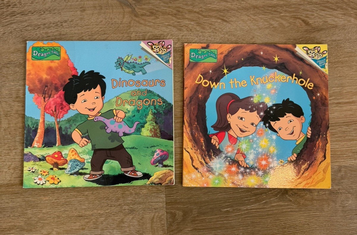 Vtg Y2K Dragon Tales Down The Knuckerhole & Dinosaur & Dragons 2000 Book LOT