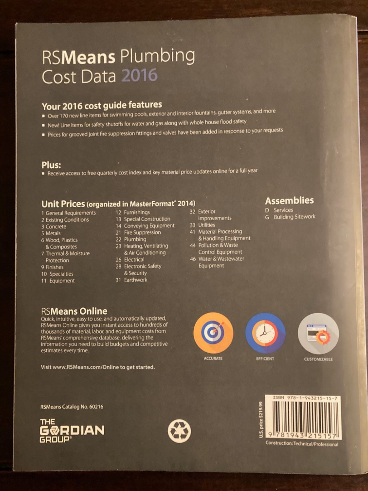RS Means Plumbing Cost Data 2016 Gordian Group