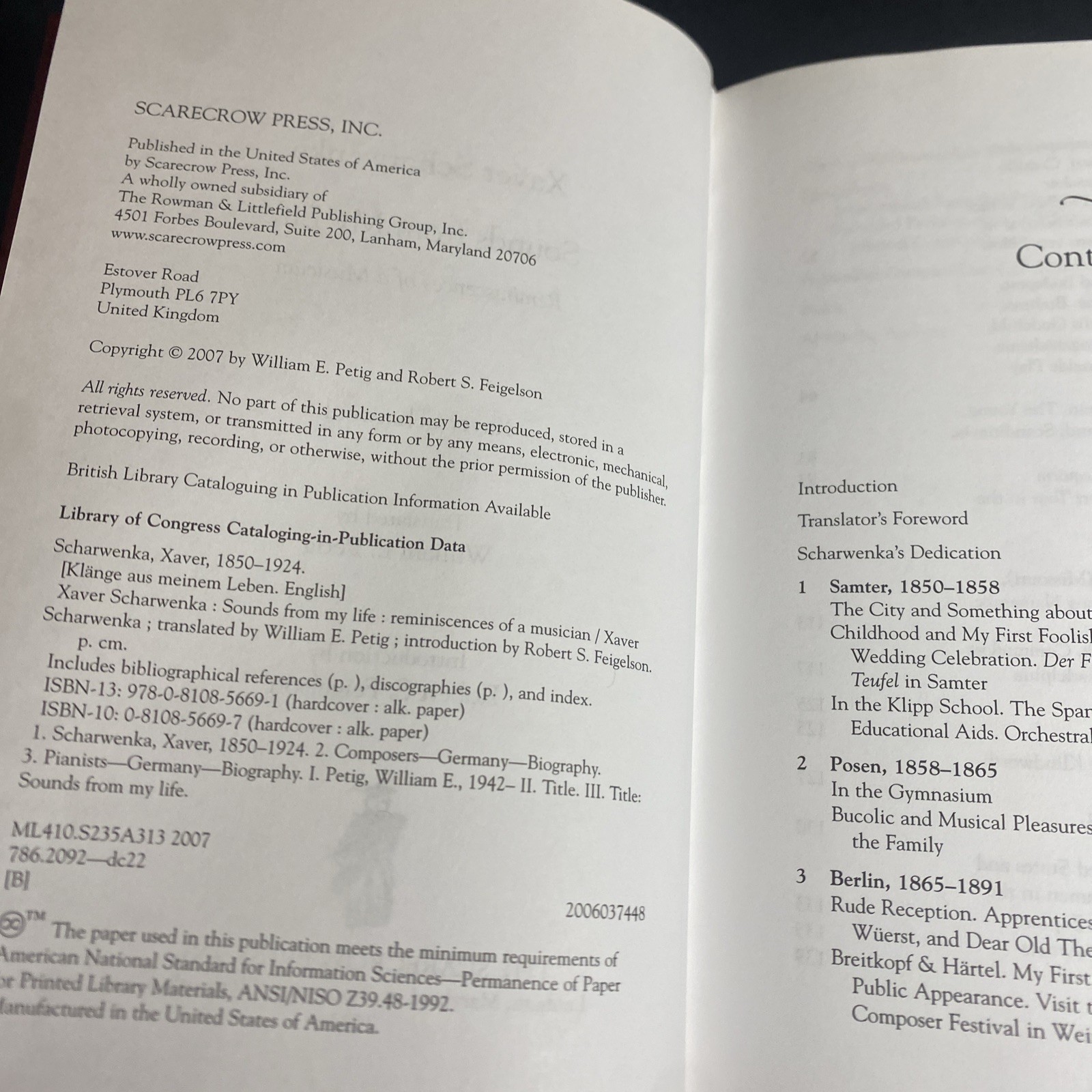Xaver Scharwenka, Sounds from my Life, Reminiscences of a Musician / FHB