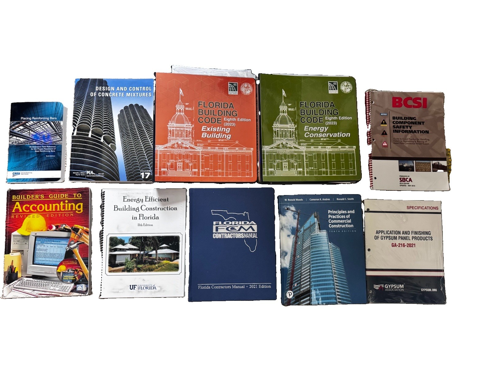 Florida Contractor License Exam Prep Book Bundle 10 Books Free shipping